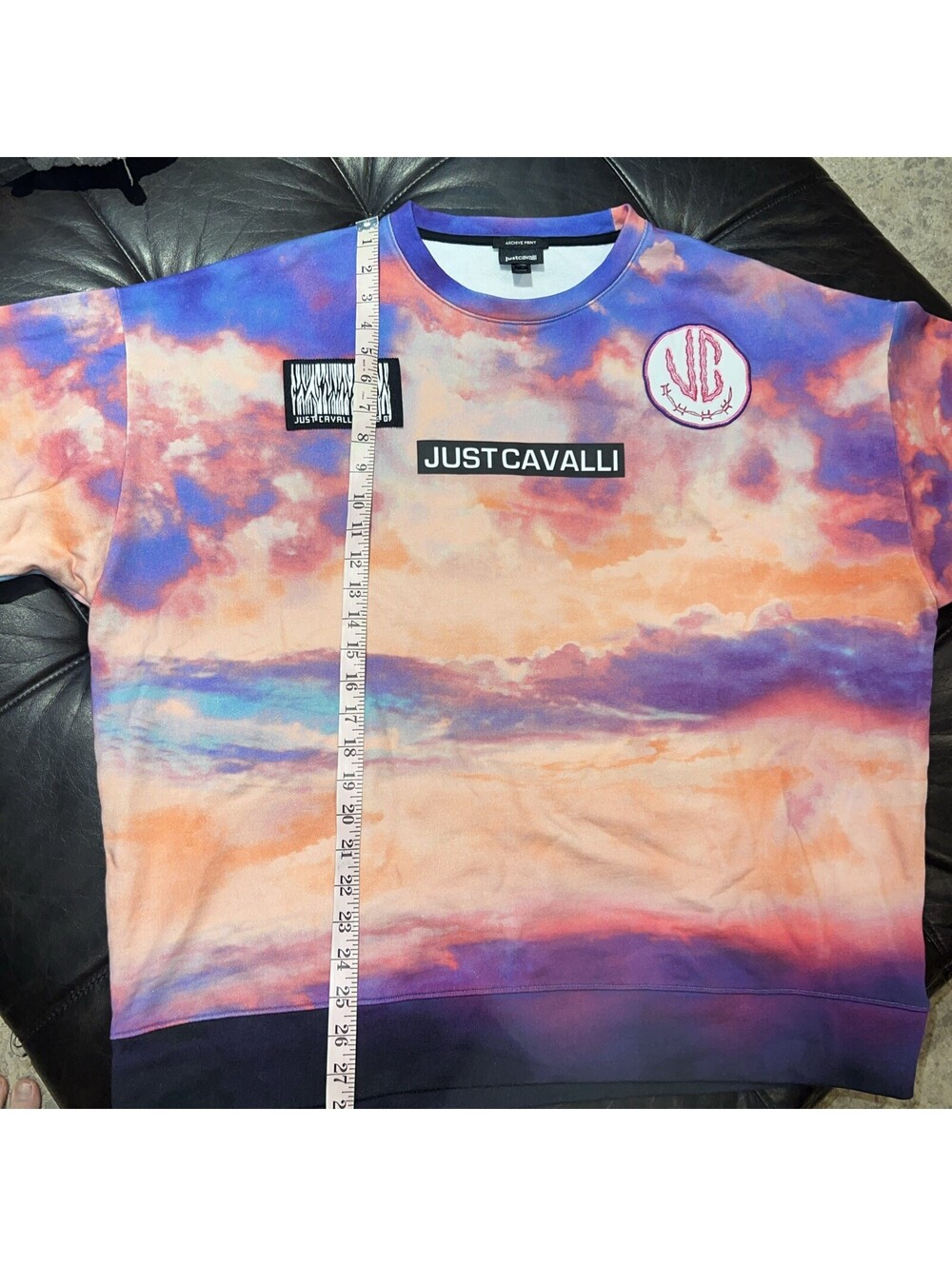 Just Cavalli Sunset Pink Purple Sweatshirt Size XL